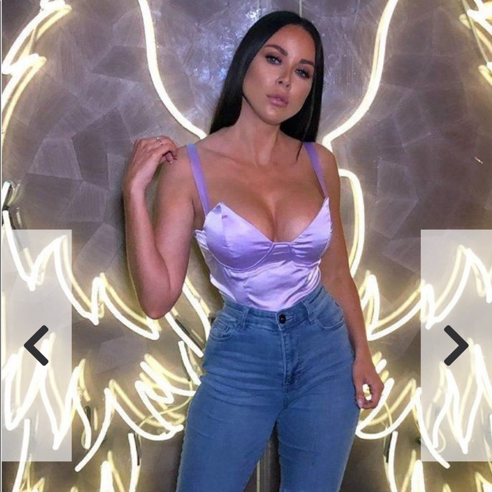 Purple satin body suit